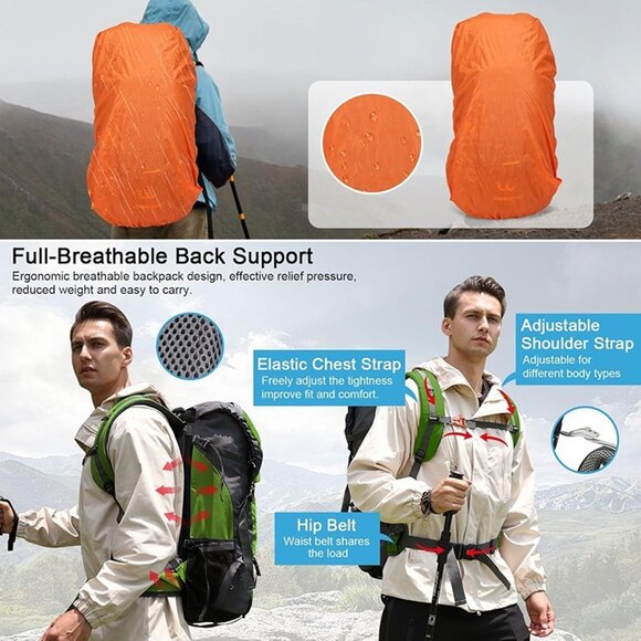 NEW  60L Waterproof Hiking and Camping Backpack for Men - Picture 3 of 7
